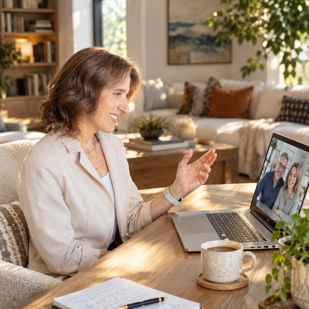 Online coaching session by video call